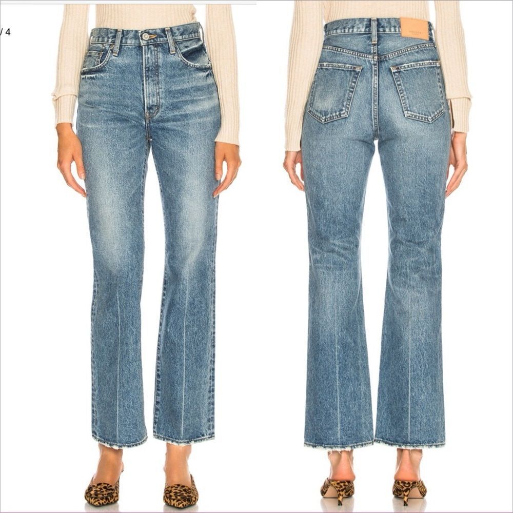Moussy Light Blue High-Rise Straight Flare Jeans